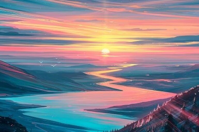 Dawn-art-landscape-blue